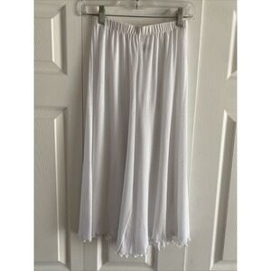 Rapz Wide Leg Gaucho Pants Womens Size S White Lettuce Trim Beach Resort Coastal